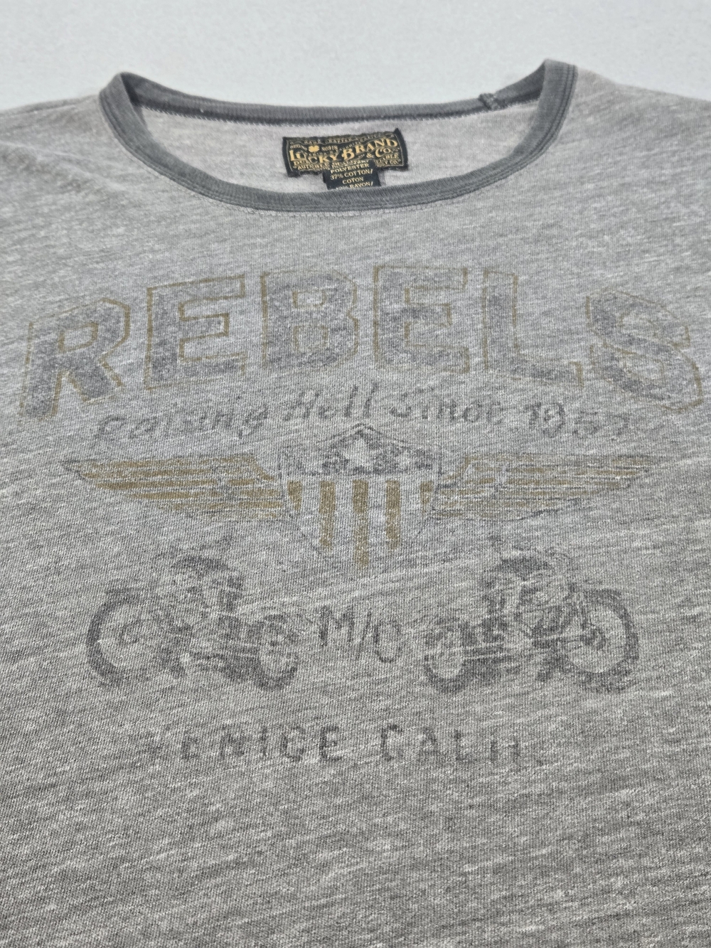 Lucky Brand Gray Graphic Rebels Crewneck T-Shirt
